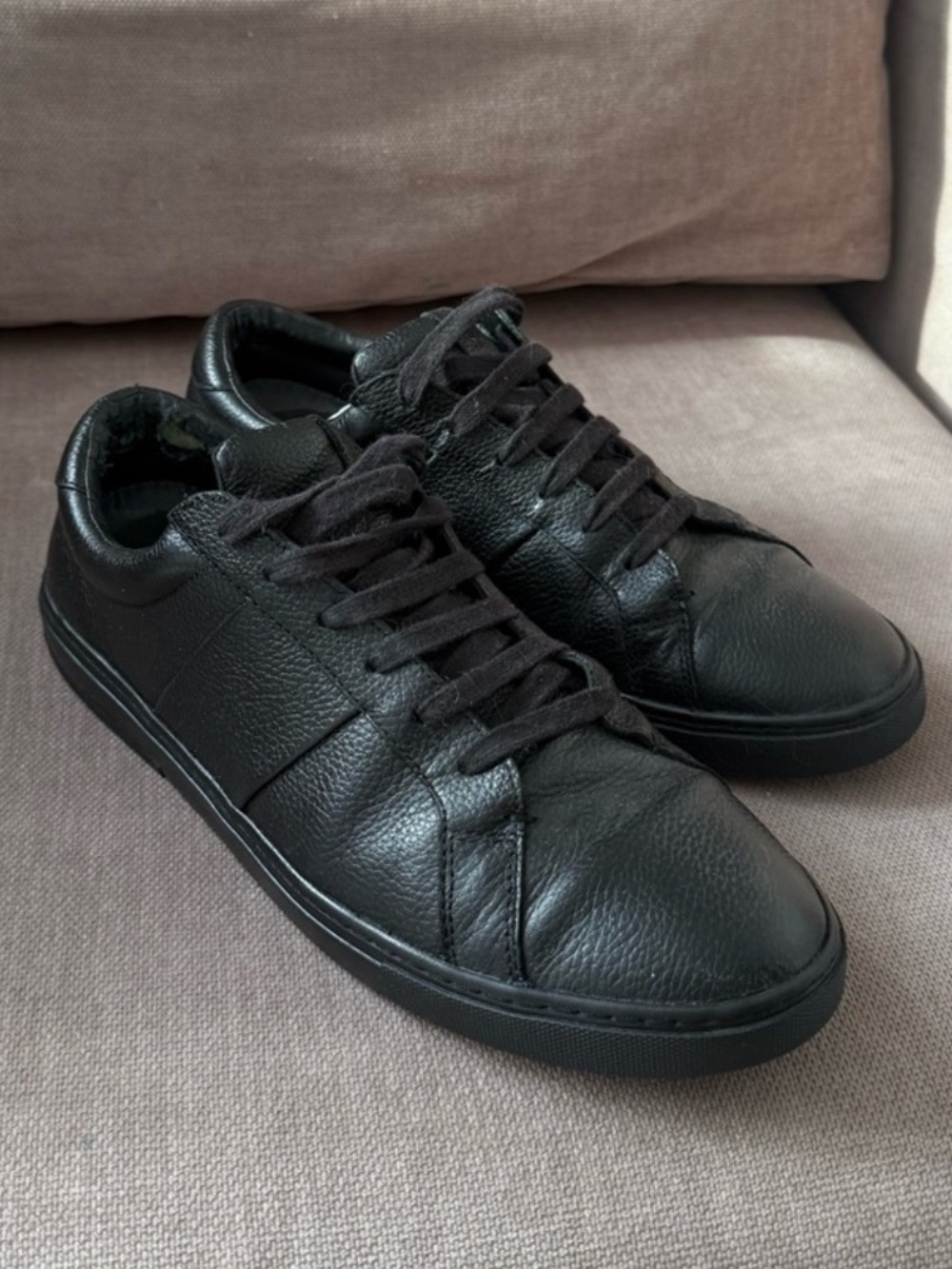 Massimo Dutti Men’s Black Leather Sneakers, Size EU 43 (US 10)